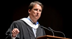 Gov. Pat McCrory speaks at UNC's Oct. 12 University Day ceremony. (Photo from UNC Office of News Services.)