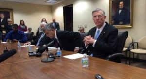 UNC System President Tom Ross (right) was forced out by the Board of Governors in a Jan. 16 meeting. (Photo from Chapelboro.com)
