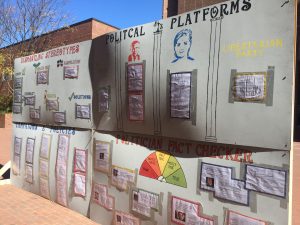 The "Trump Wall" outside of Davis Library (Jessa O'Connor/ Carolina Connection)