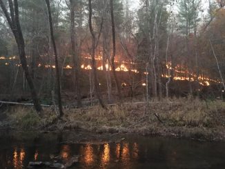 A wildfire burns on Chestnut Knob near Blowing Rock, NC Nov. 18. (NC Forest Service)