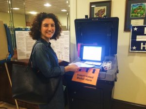 UNC student Tamar Chukrun - who recently became a U.S. citizen - casts her very first ballot (Photo Courtesy of Tamar Chukrun)